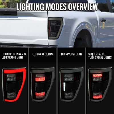 For Ford F-150 2021-2023 Ful LED Tail Light Black Housing Smoked Lens