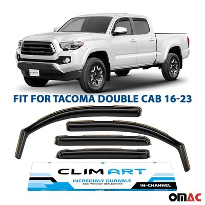 Clim Art Wind Deflectors for Toyota Tacoma 2016-2023 Double Cab Shatterproof 4x
