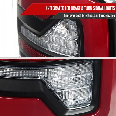 2007-2009 Dodge RAM 1500/2500/3500 Red LED Bar Tail Lights Matte Black/Clear