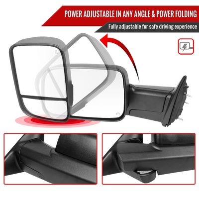 2013-2017 Dodge RAM 1500/2500/3500 Auto-Fold Heated ATS & Manual Side Mirrors