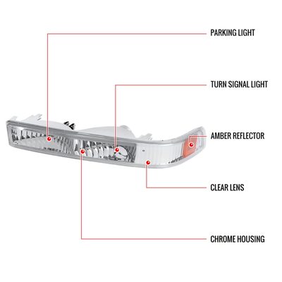 1998-2004 Chevy S10 Blazer Dual Halo Projector Headlights Bumper Lights Chrome