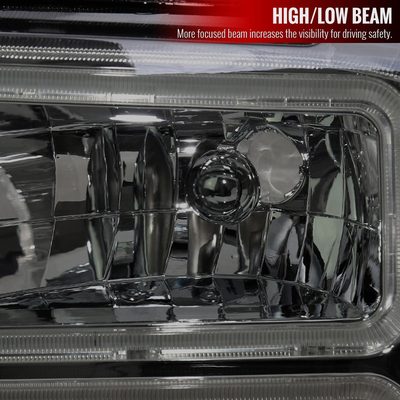 2005-2007 Ford F250/350/450 SuperDuty Dual LED C-Bar Factory Headlights Smoked
