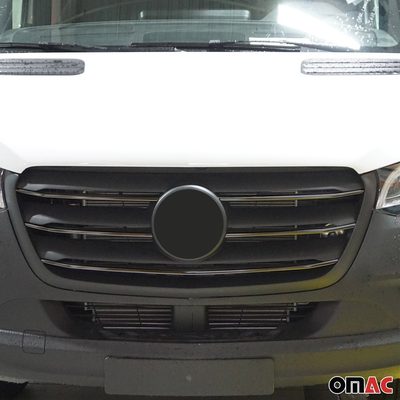 2019-2026 Mercedes Sprinter W907 910 Front Bumper Grill Trim Stainless Steel Dark 5x