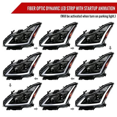 2008-2013 Infiniti G37/14-2015 Q60 Coupe/Convertible LED Signal Headlights Black