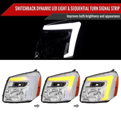 2005-2009 Chevy Equinox Factory Headlights LED Bar Turn Signal Chrome