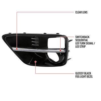 2015-2017 Subaru Impreza WRX STI LED Signal Fog Light Bezels Glossy Black