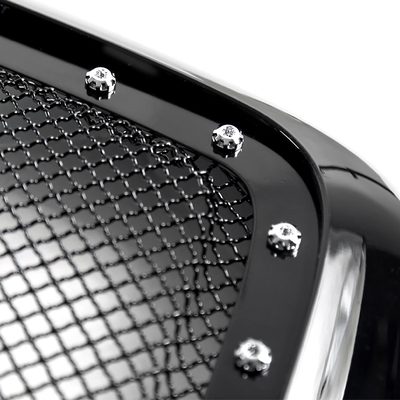 2006-2008 Dodge RAM Glossy Black ABS Rivet Style Grille w/ S.Steel Mesh