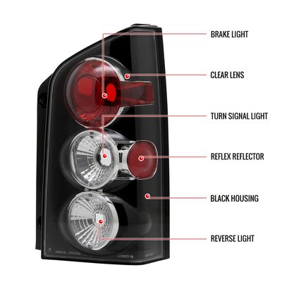 2005-2012 Nissan Pathfinder Tail Lights Matte Black Housing/Clear Lens