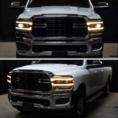 For Dodge RAM 2500 3500 5000 5500 2019-2024 Switchback LED Turn Signal Projector Headlights Matte Black Housing Clear Lens