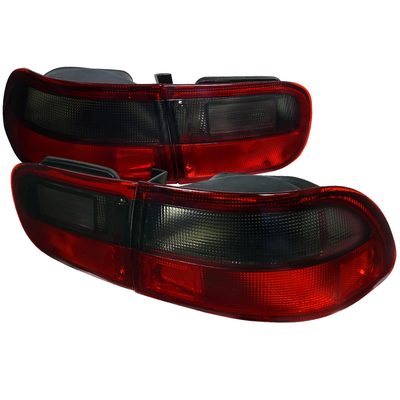 1992-1995 Honda Civic Tail Lights Chrome Housing/Red Smoke Lens