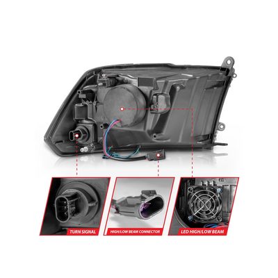 Anzo Black Crystal U-Bar Headlights 111539