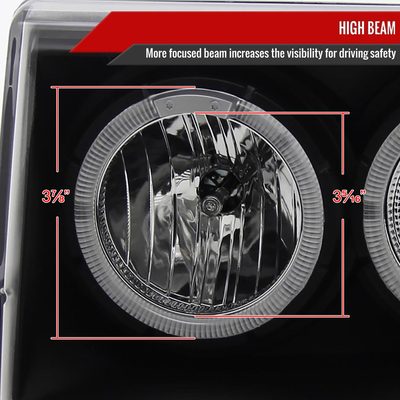 1993-1996 Jeep Grand Cherokee Dual Halo Projector Headlights Matt Black/Clear