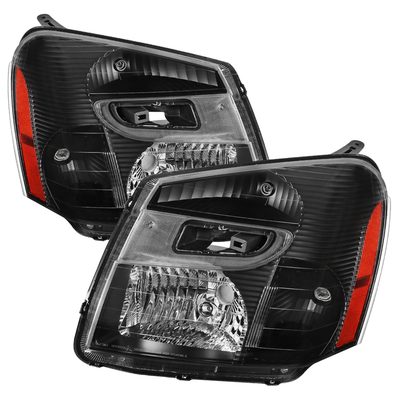 2005-2009 Chevy Equinox Factory Headlights w/Amber Reflector Matt Black/Clear