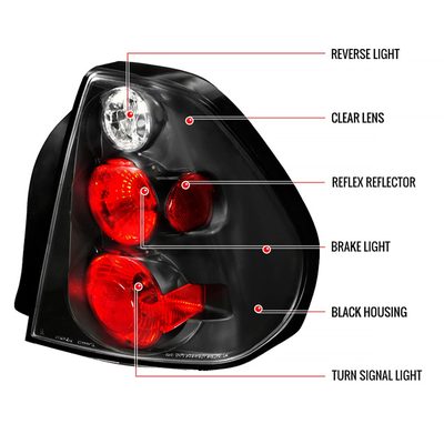 2004-2007 Chevrolet Malibu Tail Lights Matte Black Housing/Clear Lens