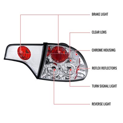 2006-2011 Honda Civic Sedan Tail Lights Chrome Housing/Clear Lens