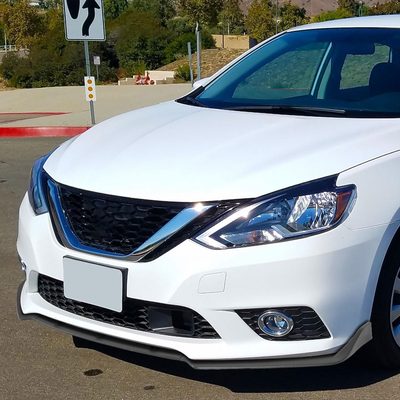 2016-2019 Nissan Sentra Matte Black Polypropylene 3Pcs Bumper Lip Spoiler