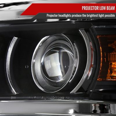 2014-2017 Chevy Silverado 1500 Projector Headlights Matt Black/Chrome Trim