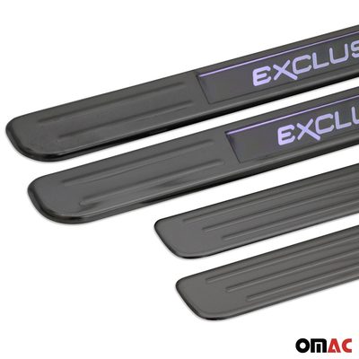 Dodge Door Sill Scuff Plate Illuminated Exclusive Stainless Steel Dark 4 Pcs