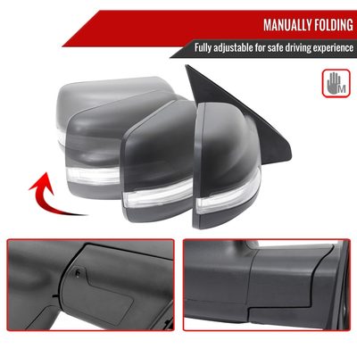 2019-2024 Dodge RAM 1500 Black Manual Fold & Heated Side Mirror Passenger
