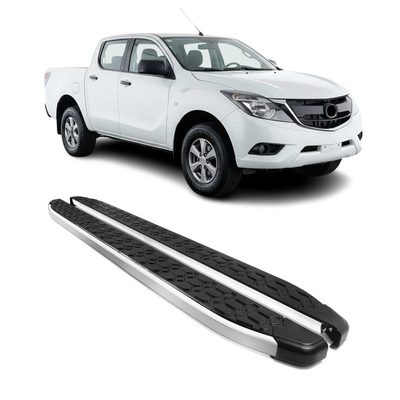 2011-2020 Mazda BT-50 Double Cab Running Boards Side Steps Silver & Black