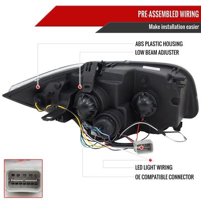 2004-2013 BMW E81 E82 E87 E88 Dual Halo Projector Headlights LED Light Black