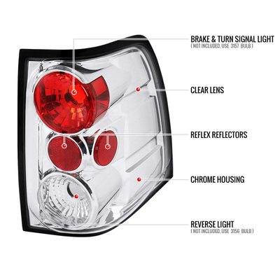 2003-2006 Ford Expedition Tail Lights Chrome Housing/Clear Lens