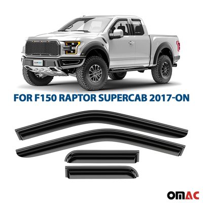 Clim Art Wind Deflectors for Ford F150 2015-2025 SuperCab Shatterproof Smoke 4x