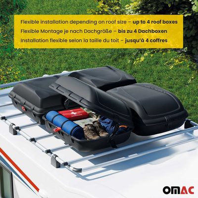 OMAC Car Rooftop Cargo Box Luggage Carrier 9.5 Cubic Feet Carbon Fiber Textured
