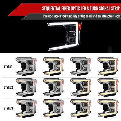 2018-2020 Ford F-150 LED CBar Projector Headlights Signal Lights Chrome Clear
