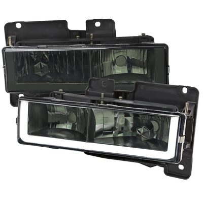 1988-1998 Chevy C10/Tahoe/Sierra/Yukon/Suburban LED Headlights Chrome Smoke