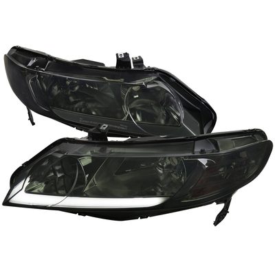 2006-2011 Honda Civic 4DR Sedan Factory Headlights w/LED Strip Chrome/Smoke