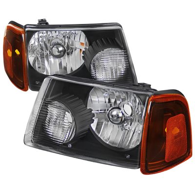 2001-2011 Ford Ranger Factory Headlights Amber Lens Corner Signal Lights Black