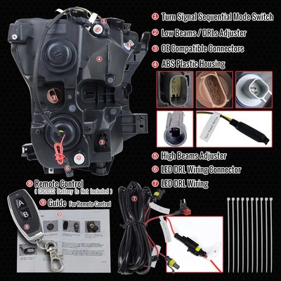 For Ford F-150 2015-2017 LED Projector Headlights Switchback Sequential Turn Signal DRL Chrome