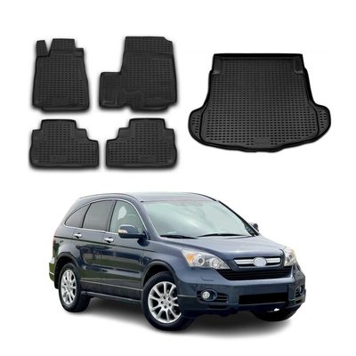 2007-2011 Honda CR-V Floor Mats & Cargo Liner Full Set All Weather Black
