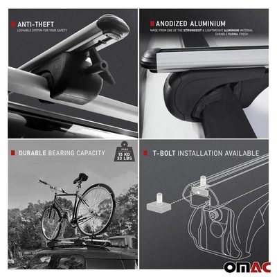 2014-2018 Subaru Forester IV Bike Rack Carrier Roof Racks Set Gray 3Pcs