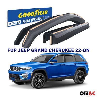 Goodyear Wind Deflectors for Jeep Grand Cherokee 2022-2025 In-channel Smoke 4x