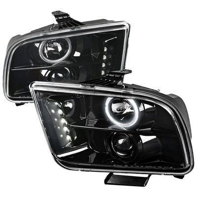 2005-2009 Ford Mustang Halo Projector Headlights Jet Black/Clear Lens