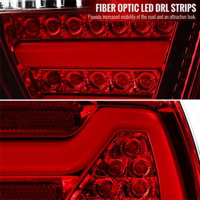 2006-2008 BMW E90 3 Series Sedan LED Tail Lights Chrome/Red Clear Lens