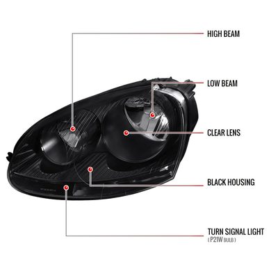 2005-2010 VW Golf Mk5 /Jetta/Rabbit Factory Headlights P21W Signal Bulbs Black