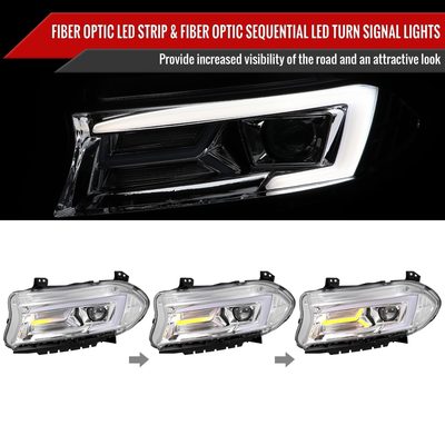2015-2023 Dodge Charger LED Projector Headlights LED Turn Signal Chrome