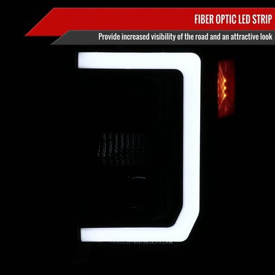 2008-2010 Ford F-250 F350 F-450 LED C-Bar Projector Headlight Matt Black/Clear