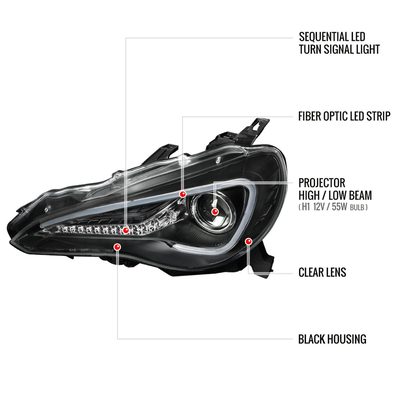 2012-2017 Toyota 86 Scion FR-S LED Bar Headlights Signal Lights Black