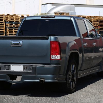 2007-2013 GMC Sierra 1500 2500HD 3500HD C-Bar LED Tail Lights Chrome/Red Clear
