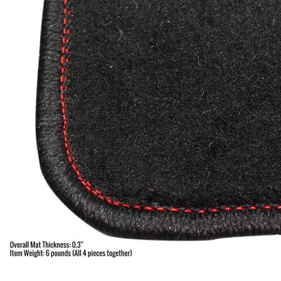 2006-2010 Honda Civic Coupe Black Carpet Floor Mats Red Stitching 4Pcs