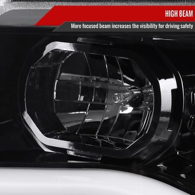 2015-2021 Chevy Colorado LED Bar Projector Headlights Glossy Black/Clear Lens