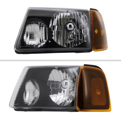 2001-2011 Ford Ranger Factory Headlights Amber Lens Corner Signal Lights Black