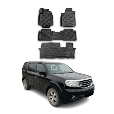 2009-2015 Honda Pilot Floor Mats Liners Full Set All Weather Black