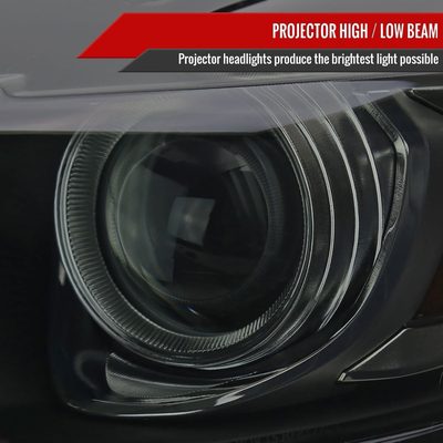 2015-2017 Ford Mustang / 18-2020 Shelby Strip LED Xenon HID Headlights Smoke