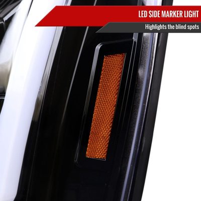 2007-2014 GMC Yukon/XL 1500/XL 2500 LED Signal Projector Headlights Jet Black
