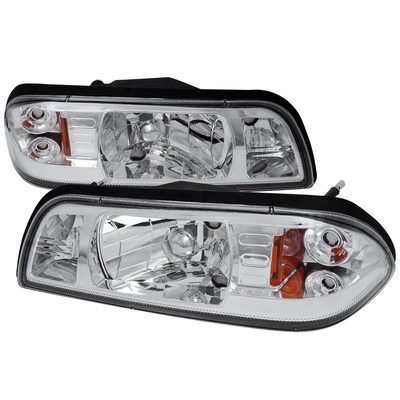 1987-1993 Ford Mustang Crystal Headlights Chrome Housing/Clear Lens